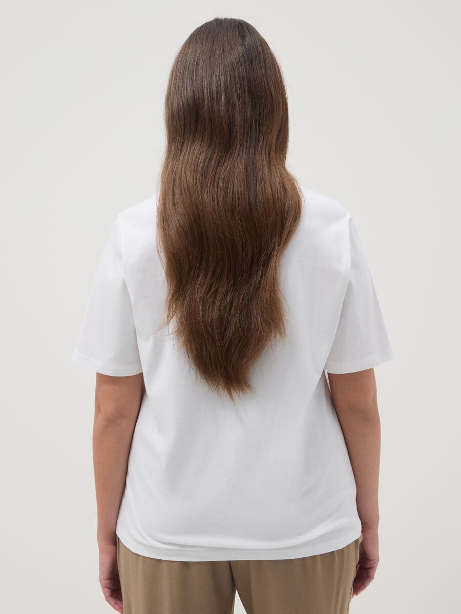 White pure cotton regular fit T-shirt with print_3