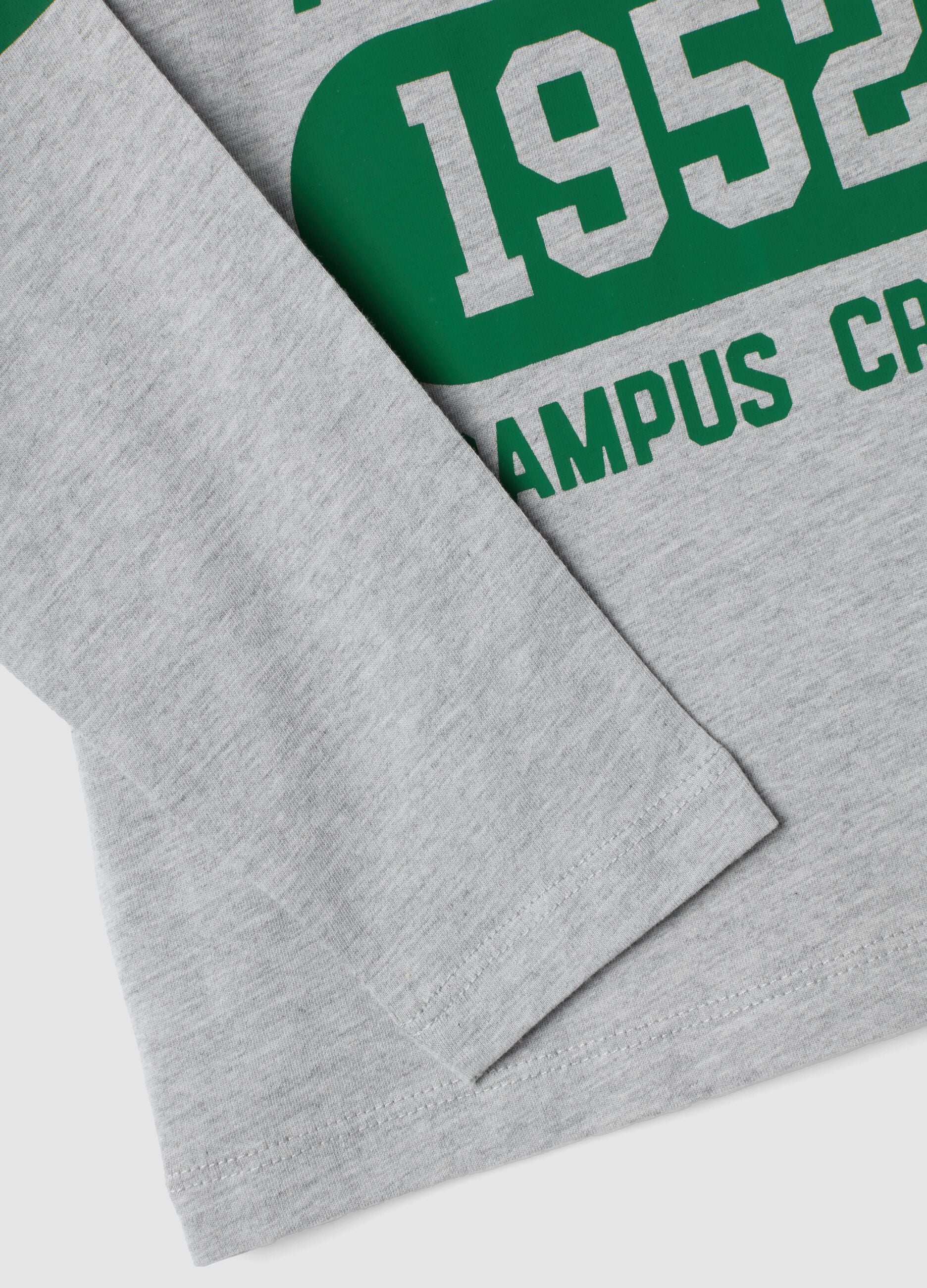 Grey pure cotton crew-neck T-shirt