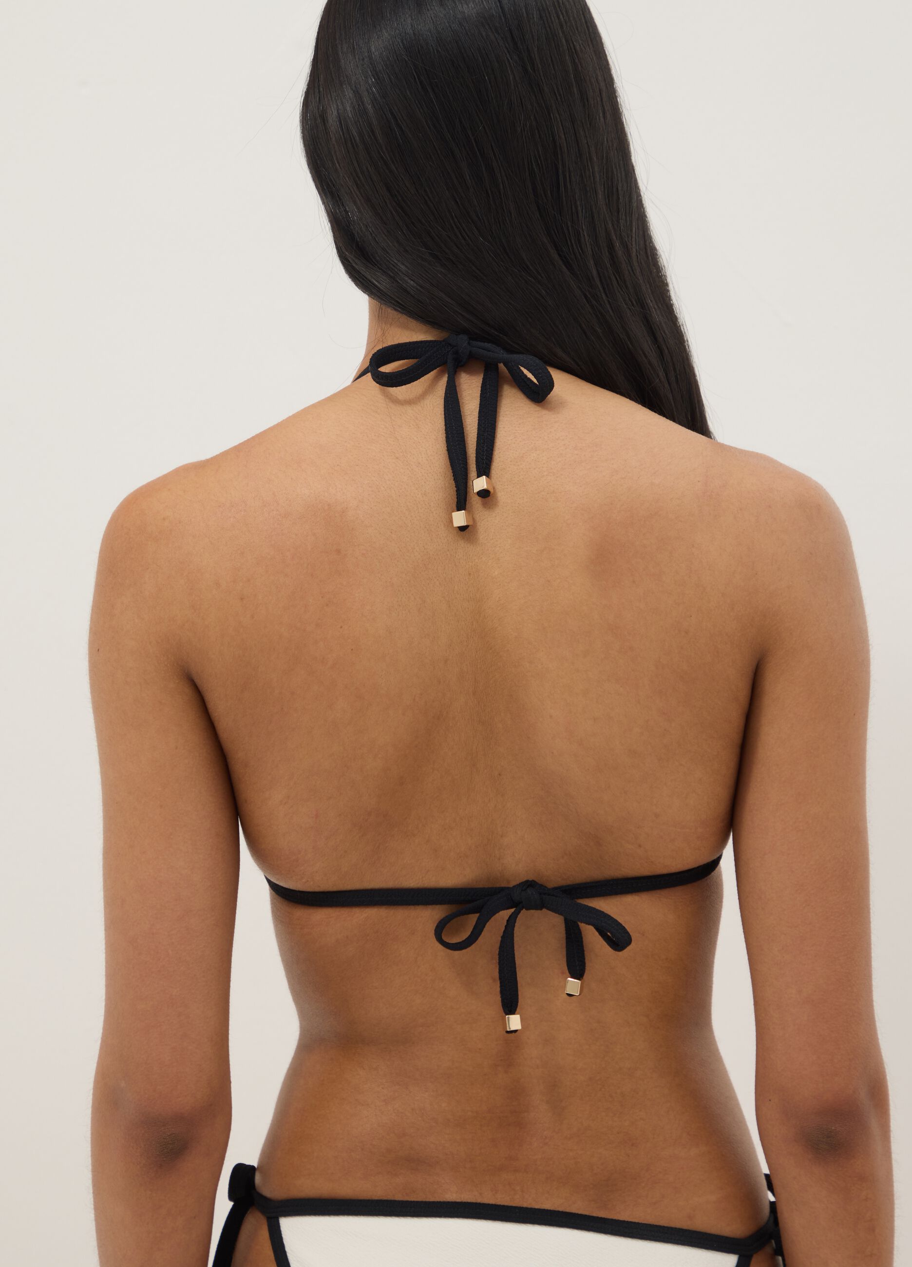 Multicolour triangle bikini top in stretch fabric