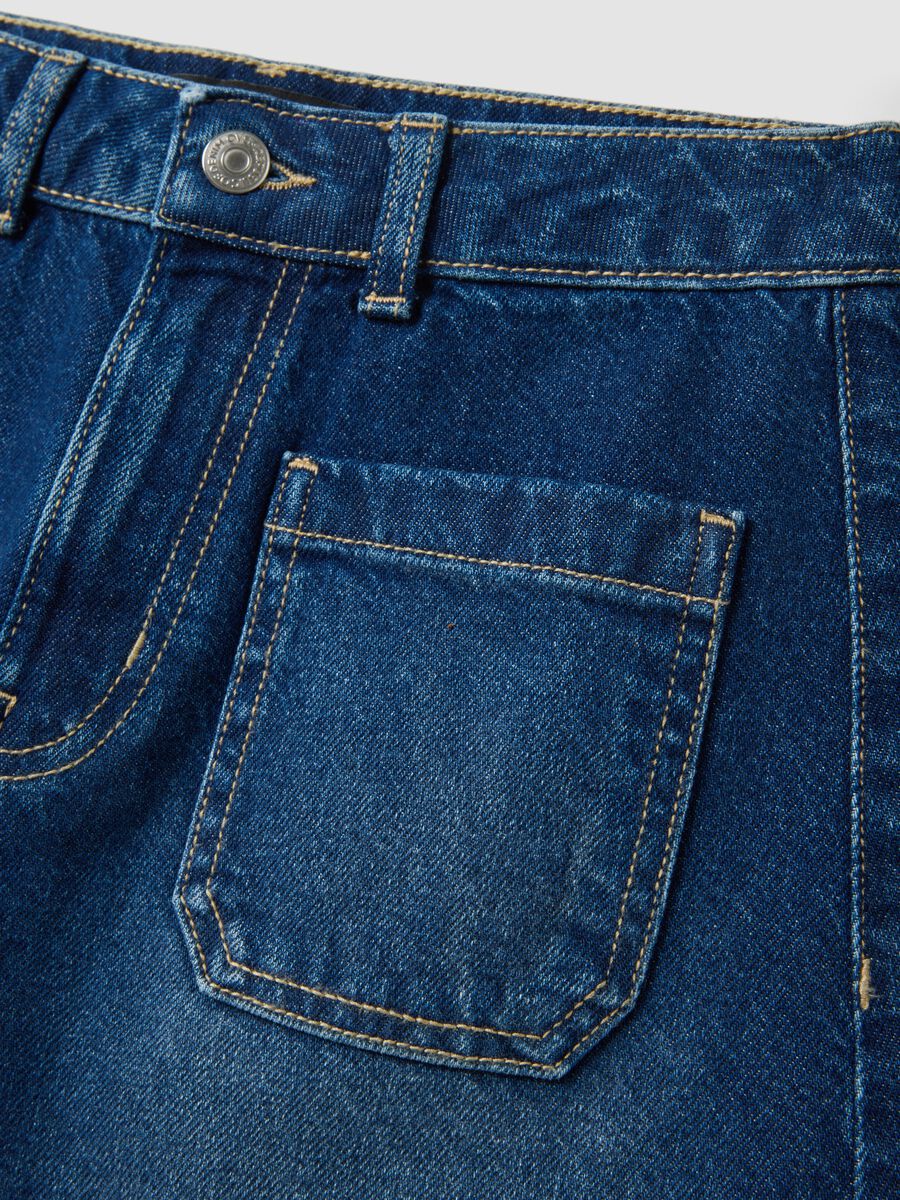 Blue denim Bermuda shorts in pure cotton_1
