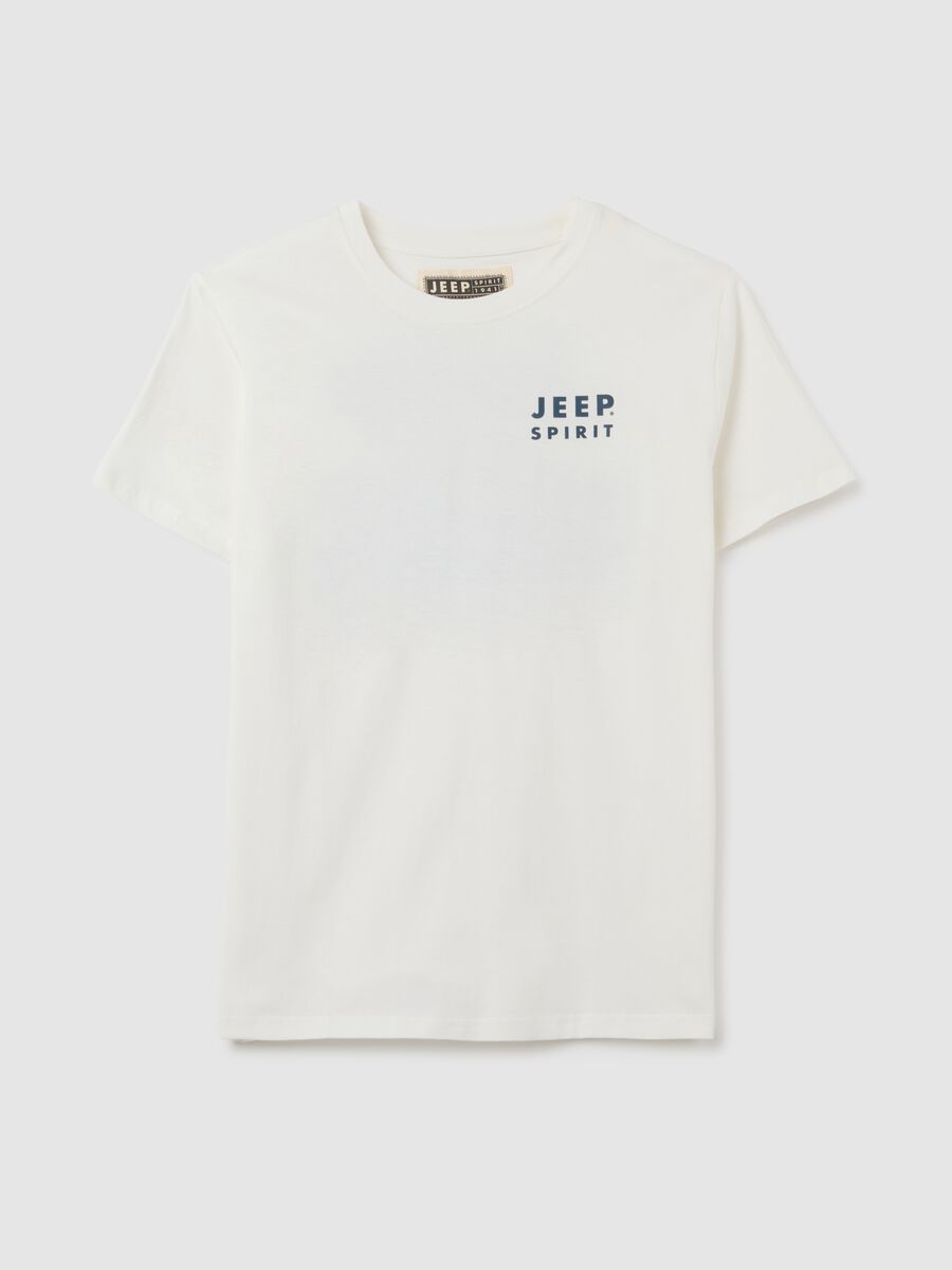 Men's white regular fit pure cotton t-shirt with print_0
