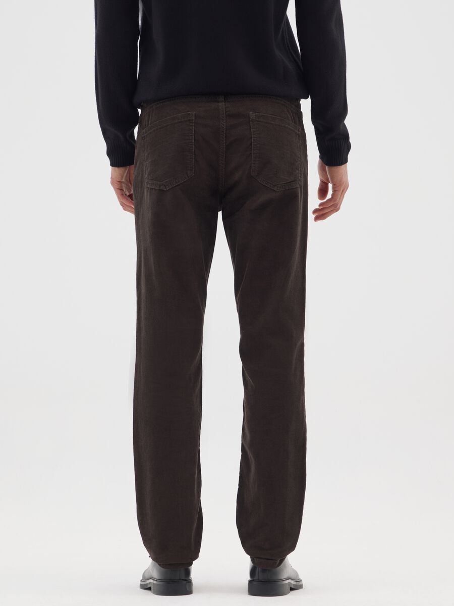 Brown slim fit pure cotton trousers_2