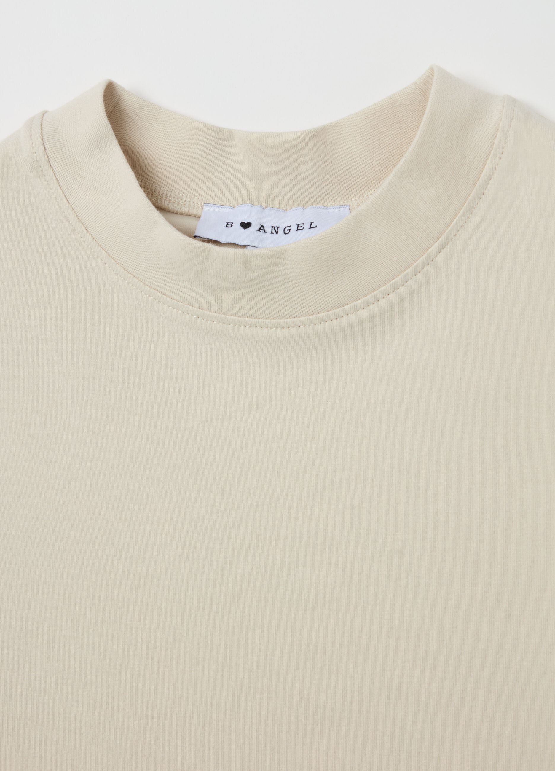 Stretch cotton T-shirt with mock neck