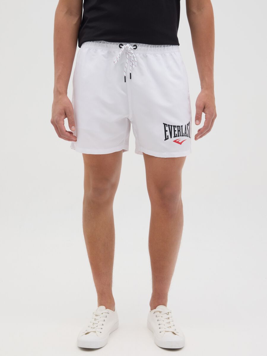White swimming trunks with logo print_1