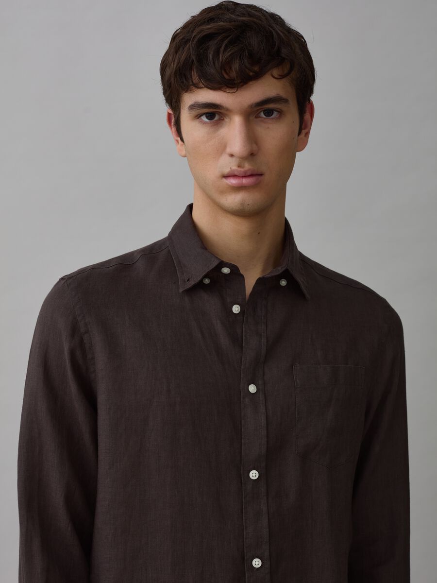 Regular-fit shirt in linen with pocket_1