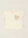 White baby girl stretch cotton T-shirt with heart detail, regular fit_0