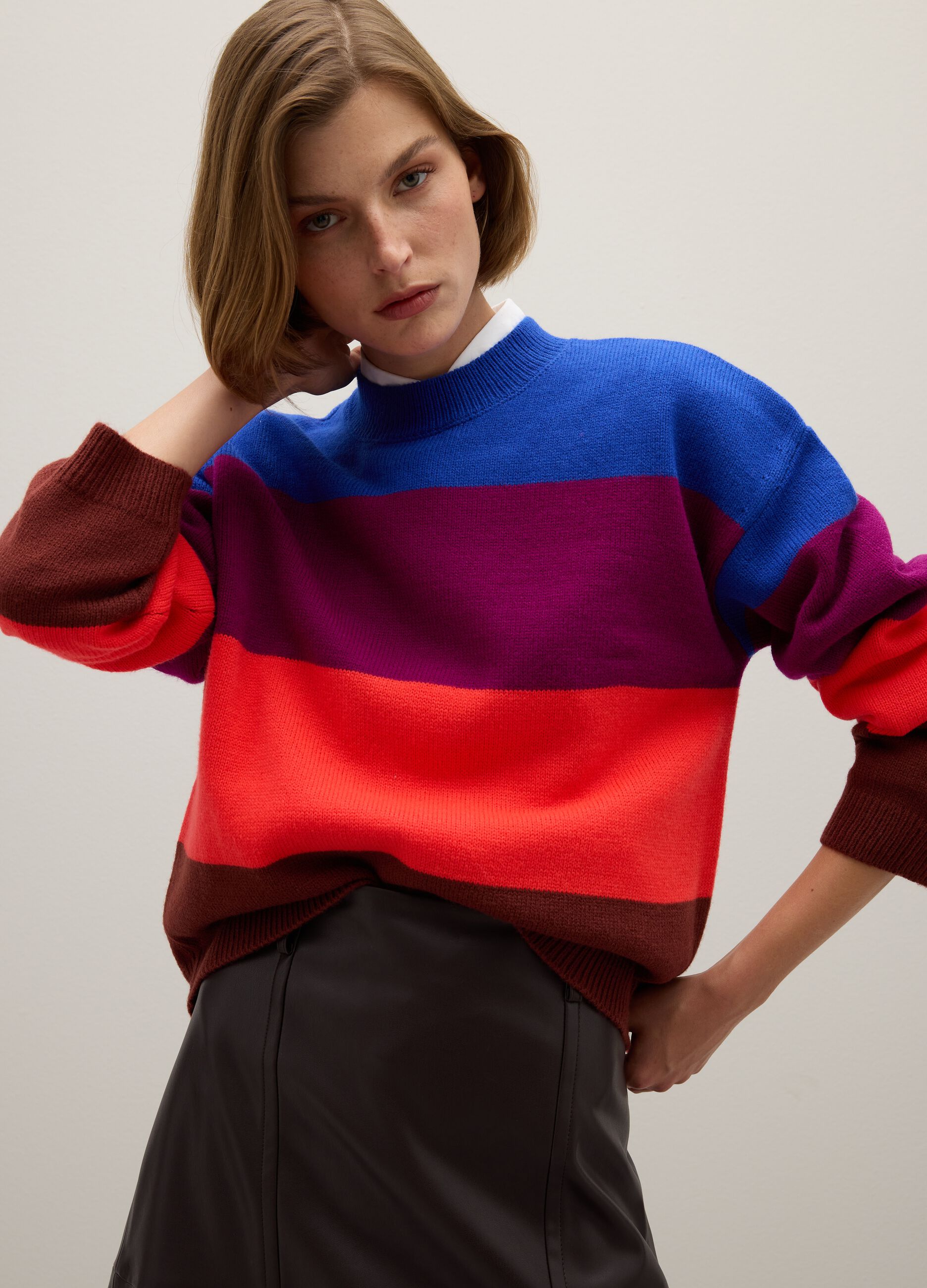 Multicolour Striped Regular Fit Jumper