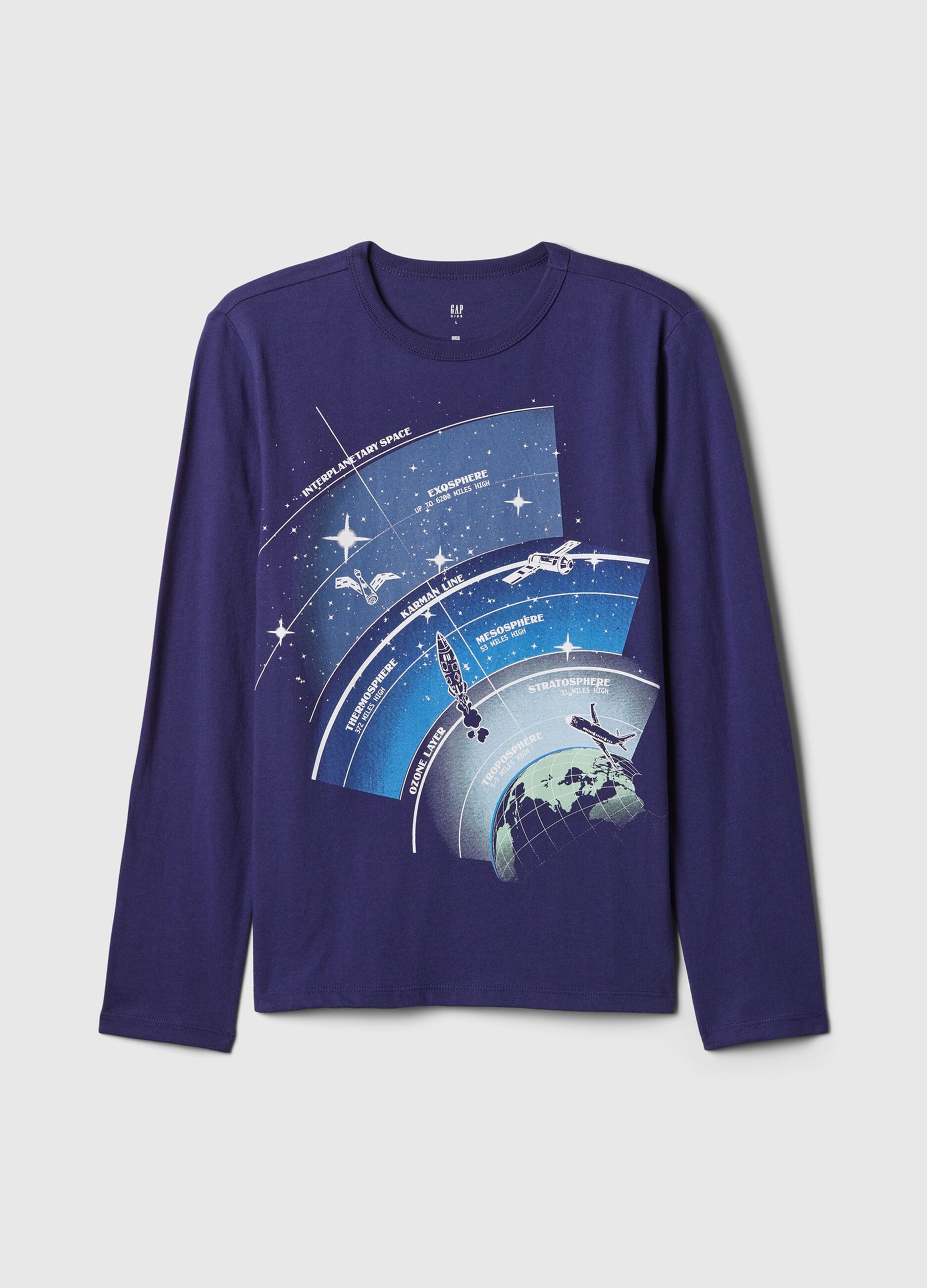 Cotton T-shirt with print and long sleeves