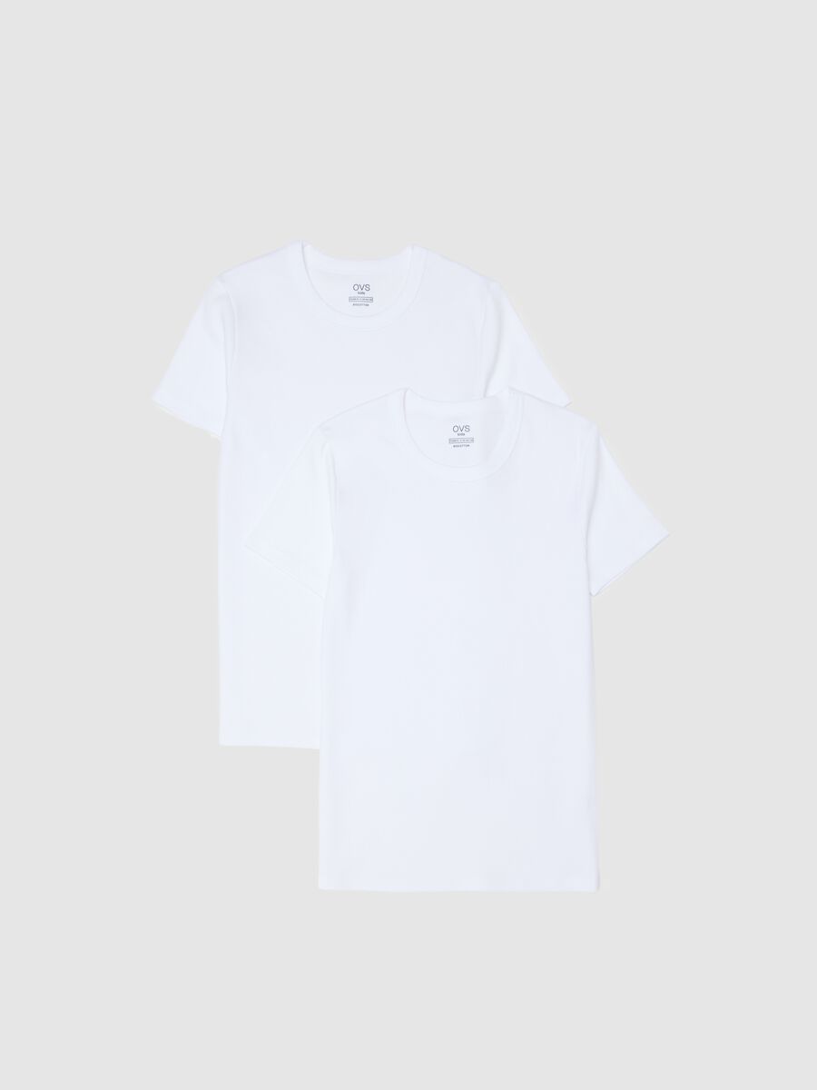 Bipack T-shirt bianca per bambino in cotone_0