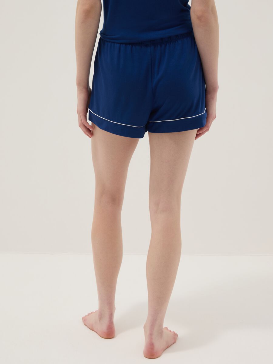 Regular fit blue stretch viscose blend pyjama shorts_2