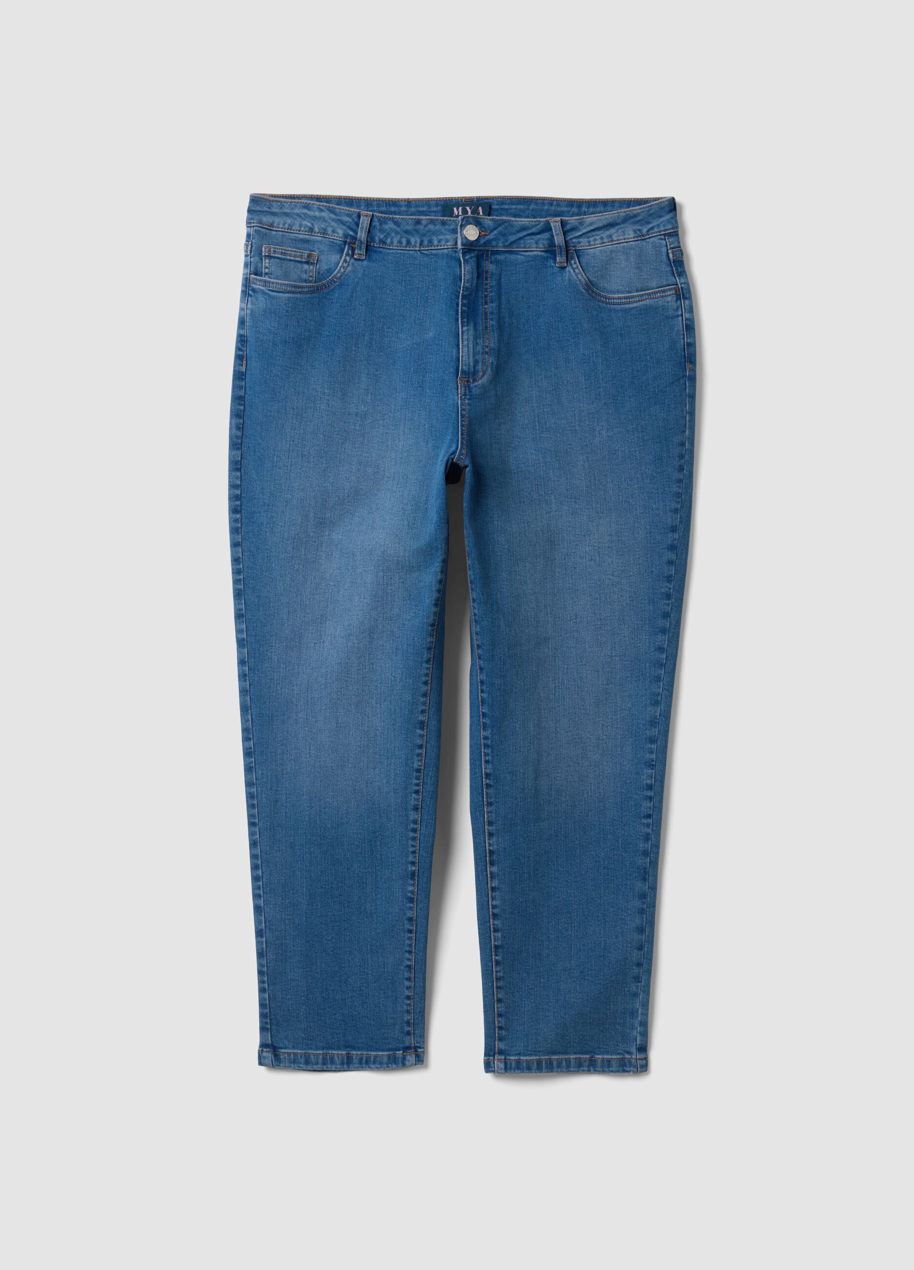 Jeans denim blu in cotone elasticizzato slim fit