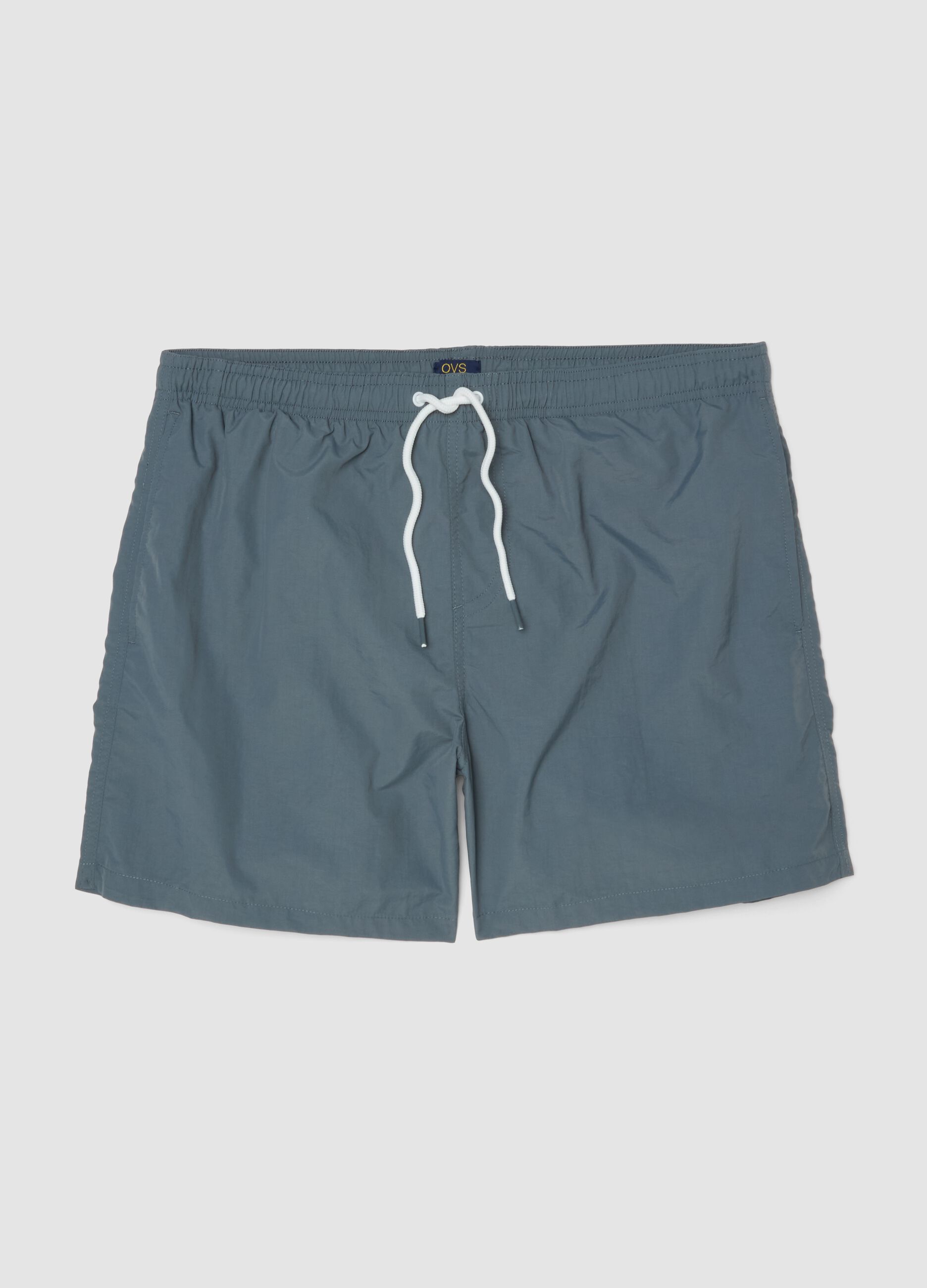 Grey regular-fit swim shorts with drawstring