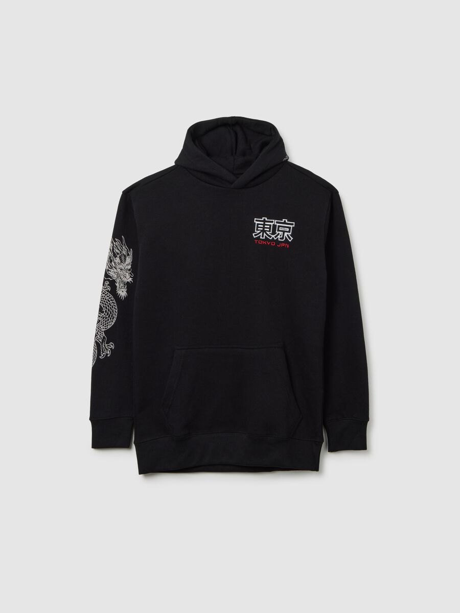 Black Hoodie with Dragon Details_3