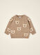 Beige wool-blend crew-neck jumper with teddy bear motif_0