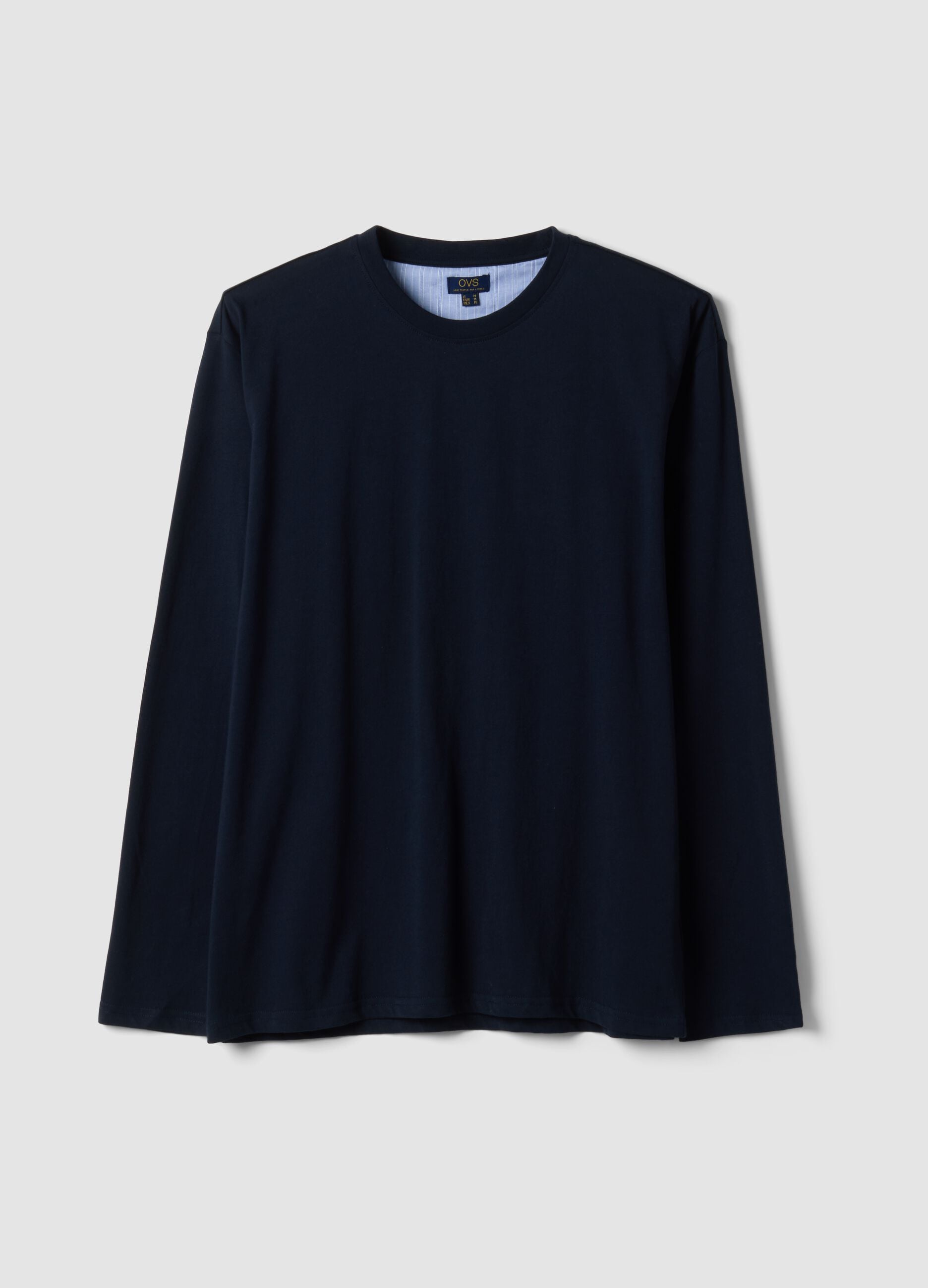 Blue organic cotton pyjama top with crew neck