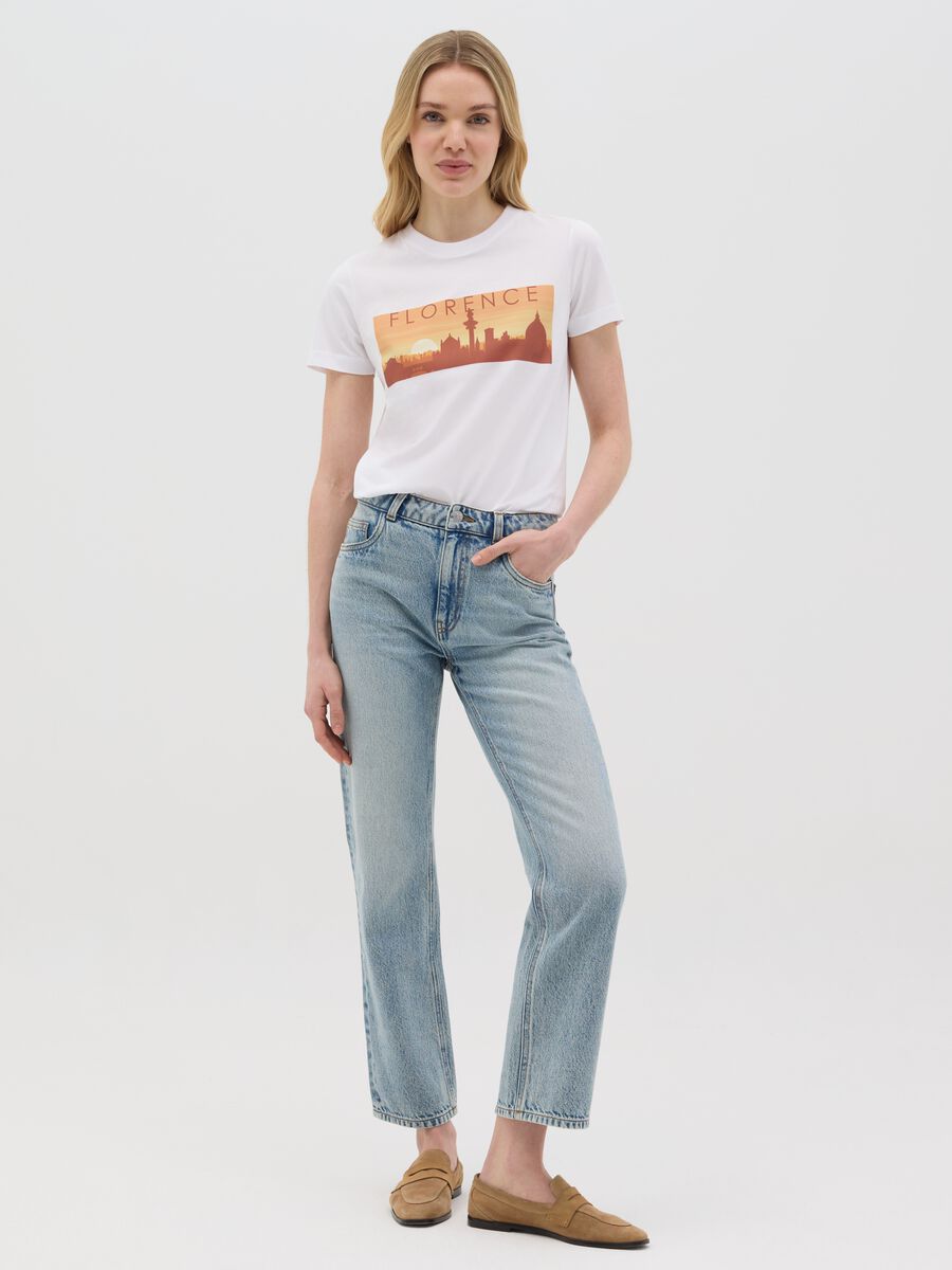 White T-shirt with Florence Ovs print_1
