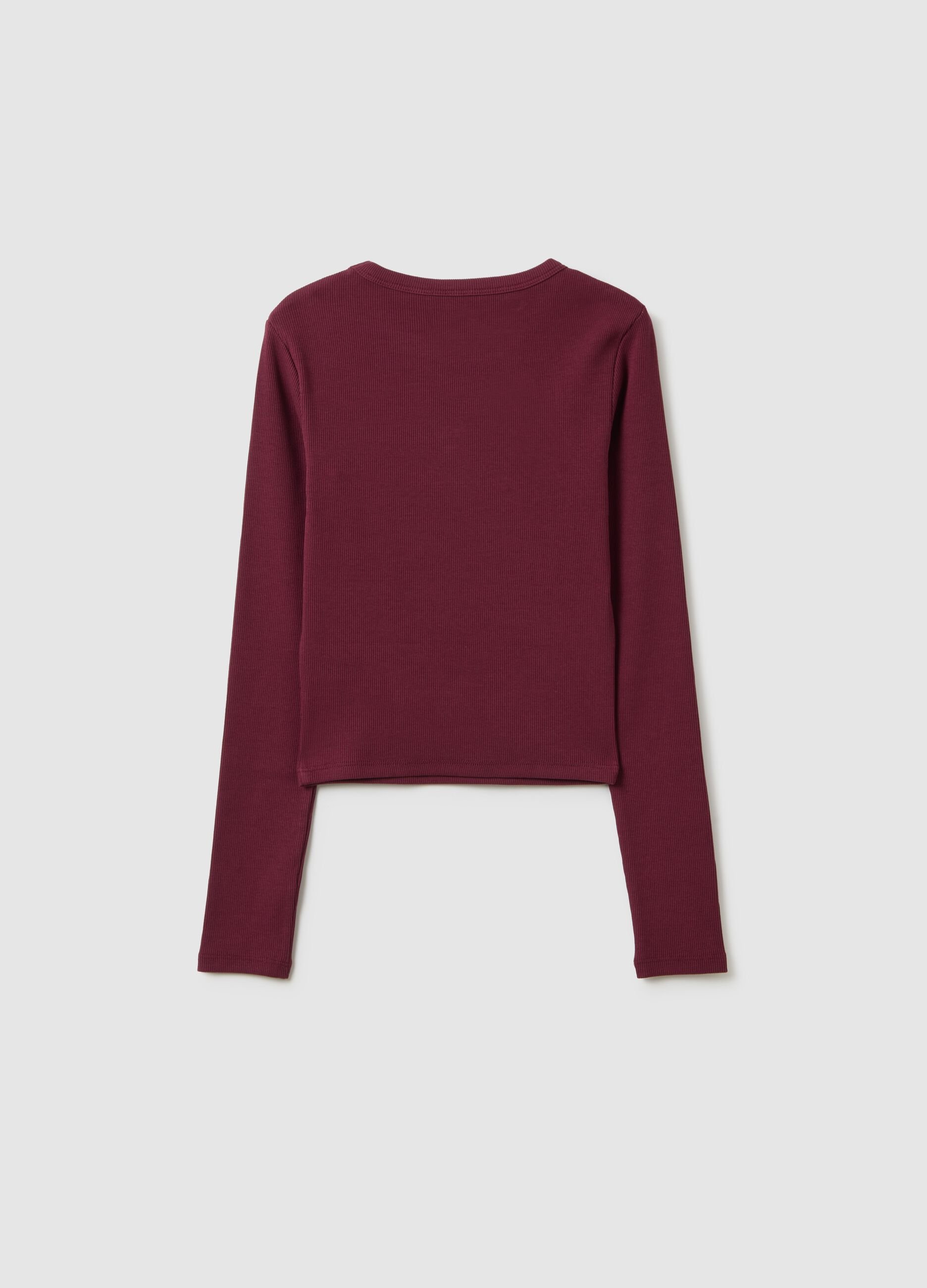 Maglia da ragazza in cotone elasticizzato rossa regular fit