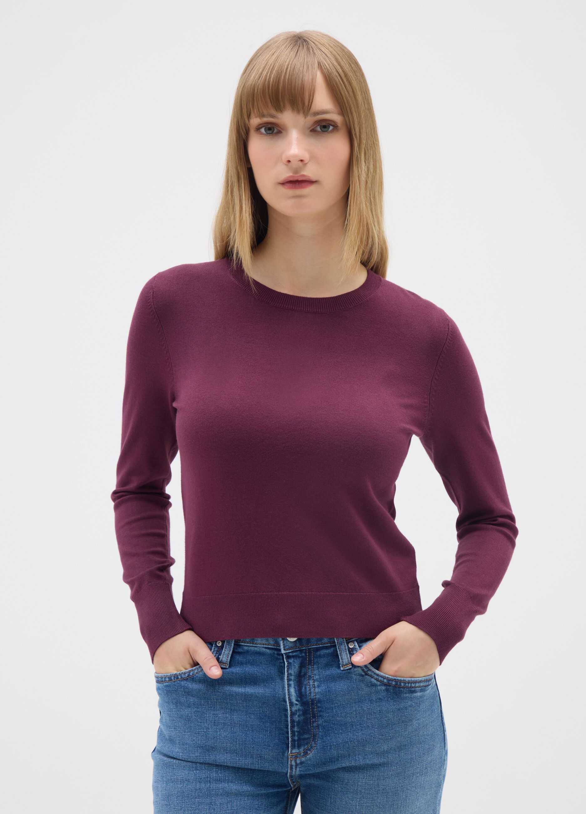 Purple Crew Neck Pullover