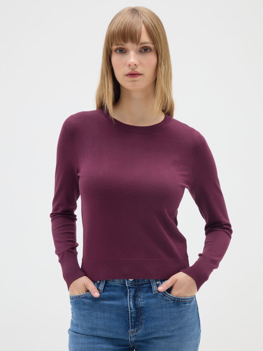 Purple Crew Neck Pullover_0