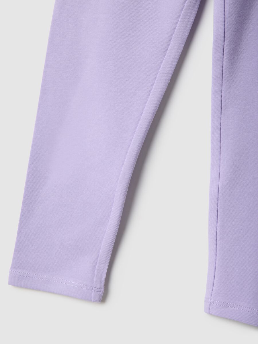 Girls' purple slim fit stretch cotton leggings_3