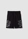 Black pure cotton shorts with elasticated waistband_0