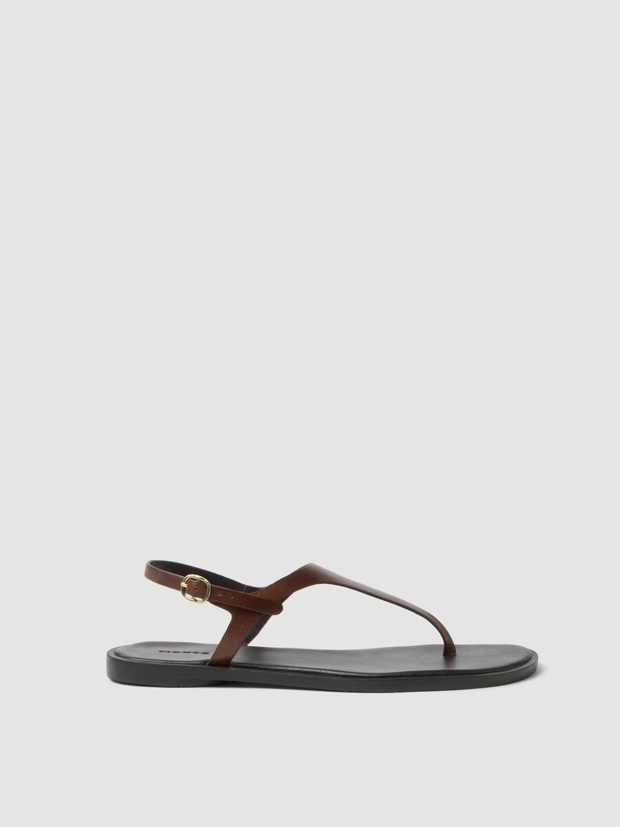 Brown genuine leather sandals_0