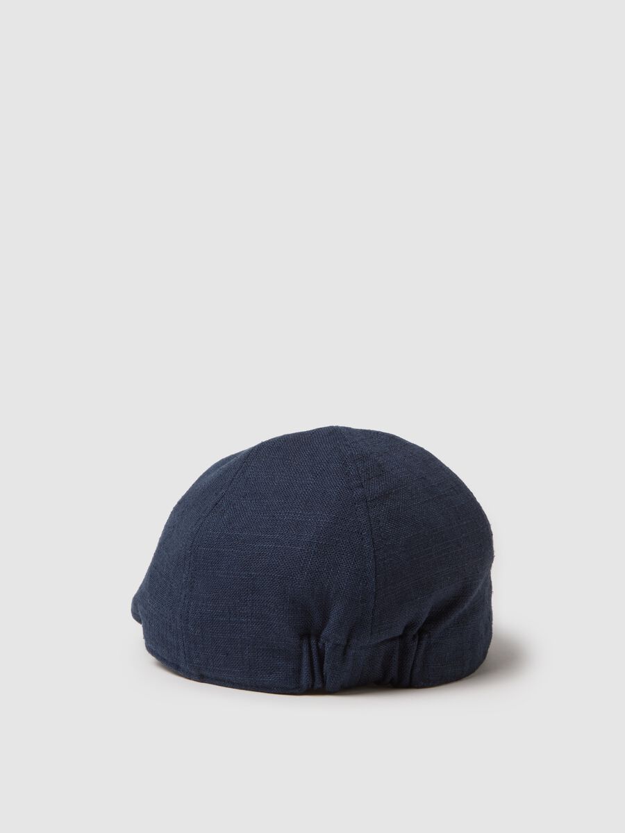 Flat cap in mixed Lyocell, viscose, and blue linen_1