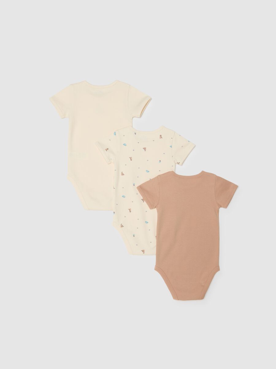 Multicolour short-sleeve bodysuit tripack for infants in pure cotton_1