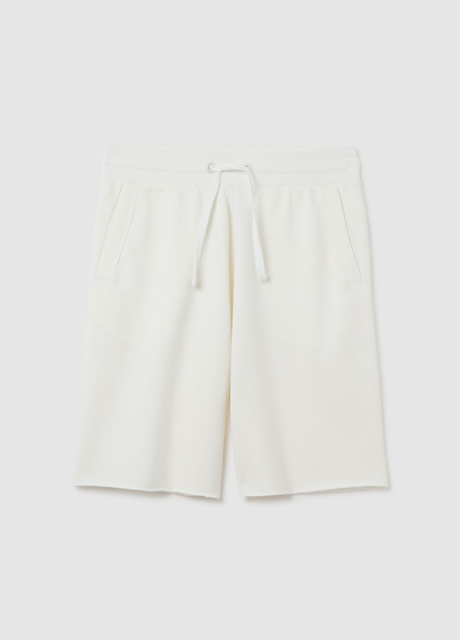Men's white cotton bermuda shorts - regular fit