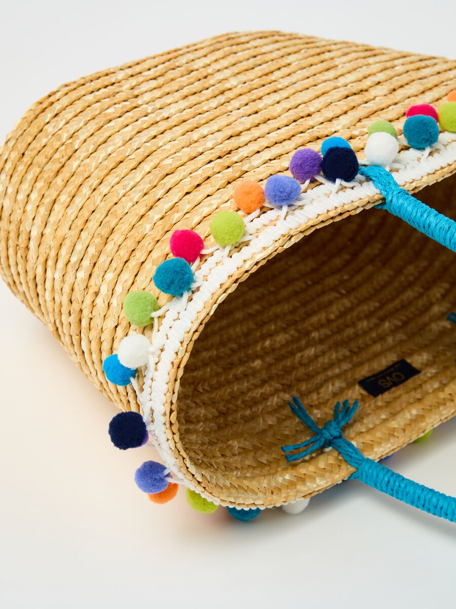 Positano straw bag with pompoms_2
