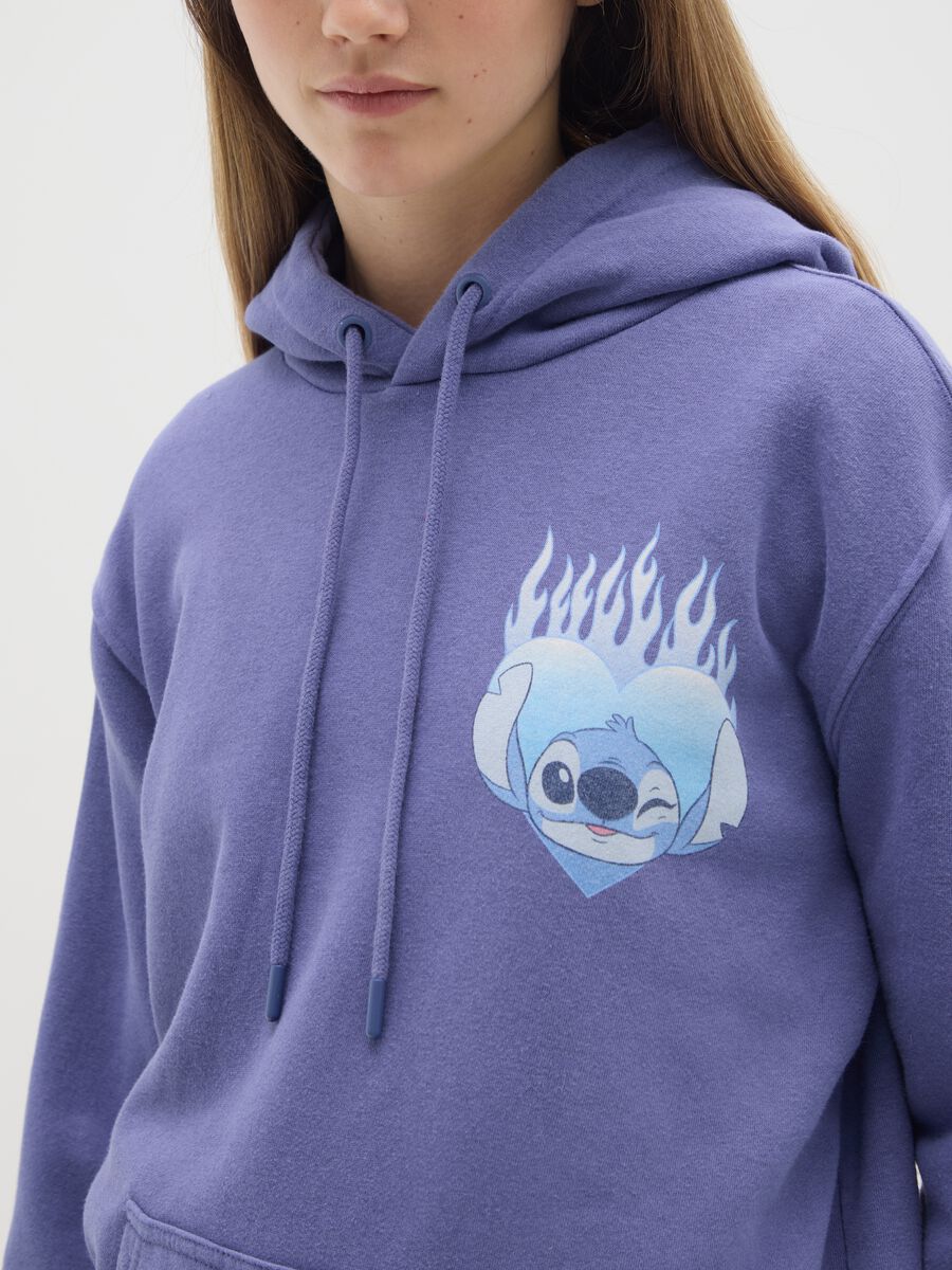 Purple hoodie in regular fit cotton blend with print_3
