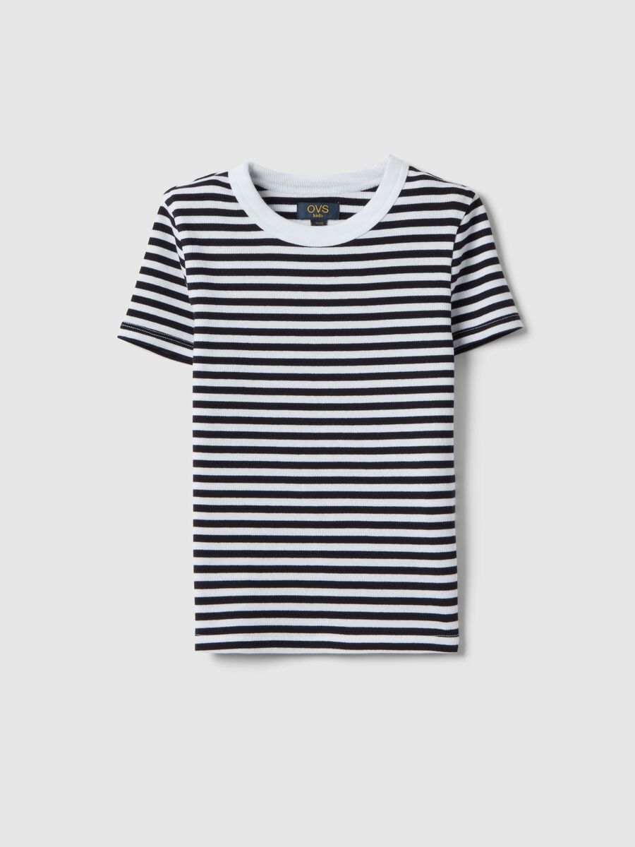 T-shirt in cotone elasticizzato a righe multicolor da ragazza slim fit_3