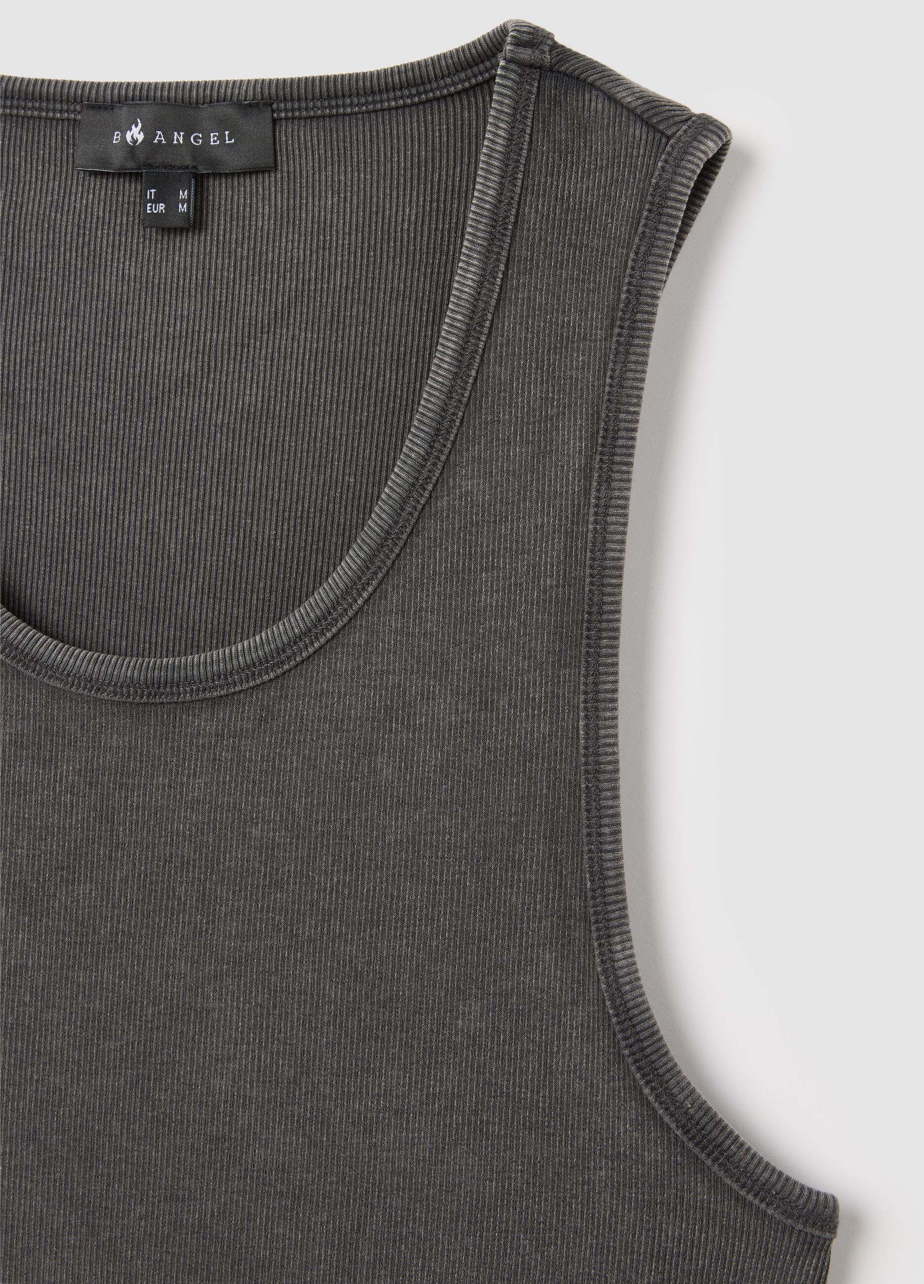 Men's grey fitted stretch cotton tank top