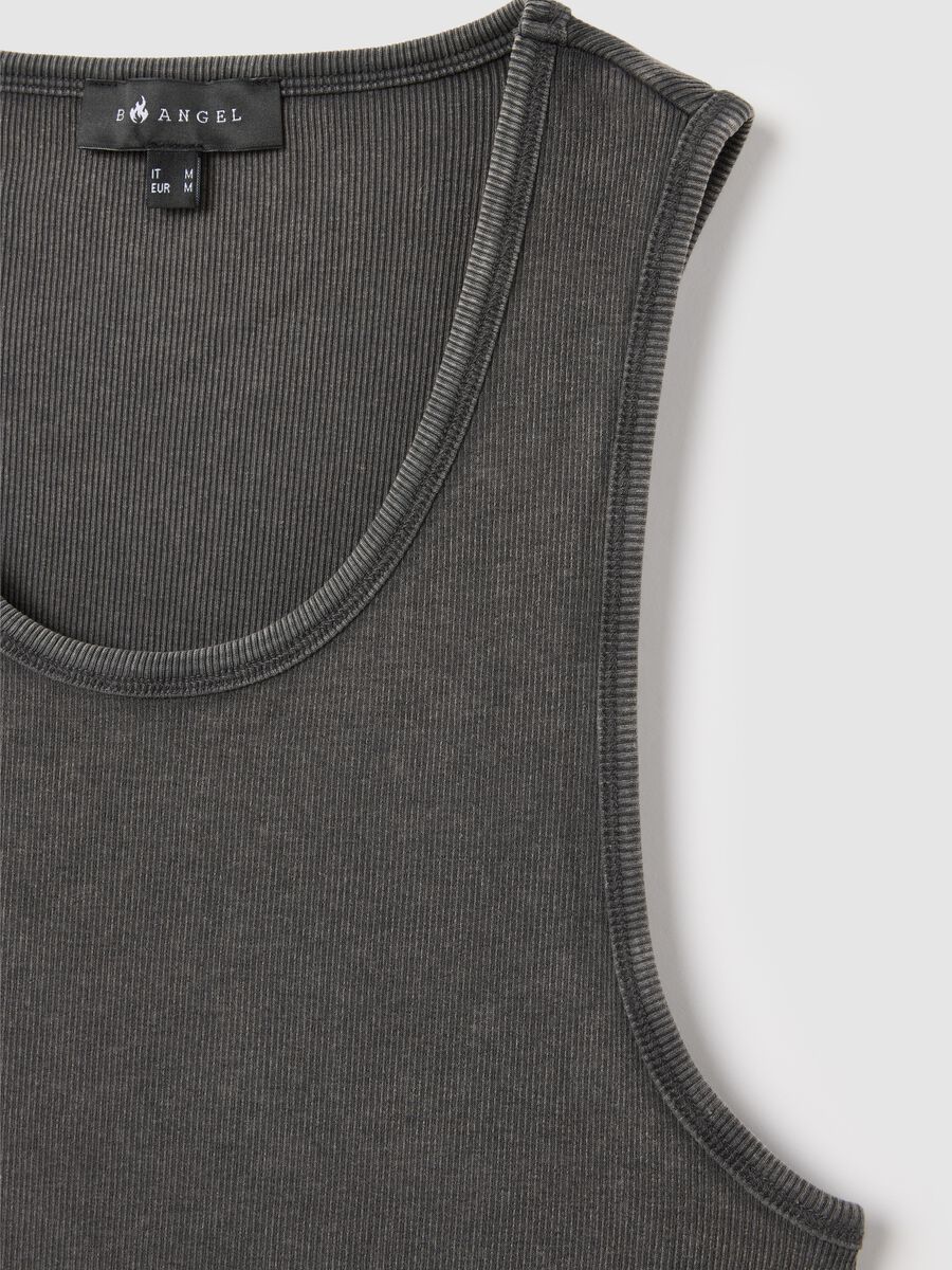 Men's grey fitted stretch cotton tank top_5