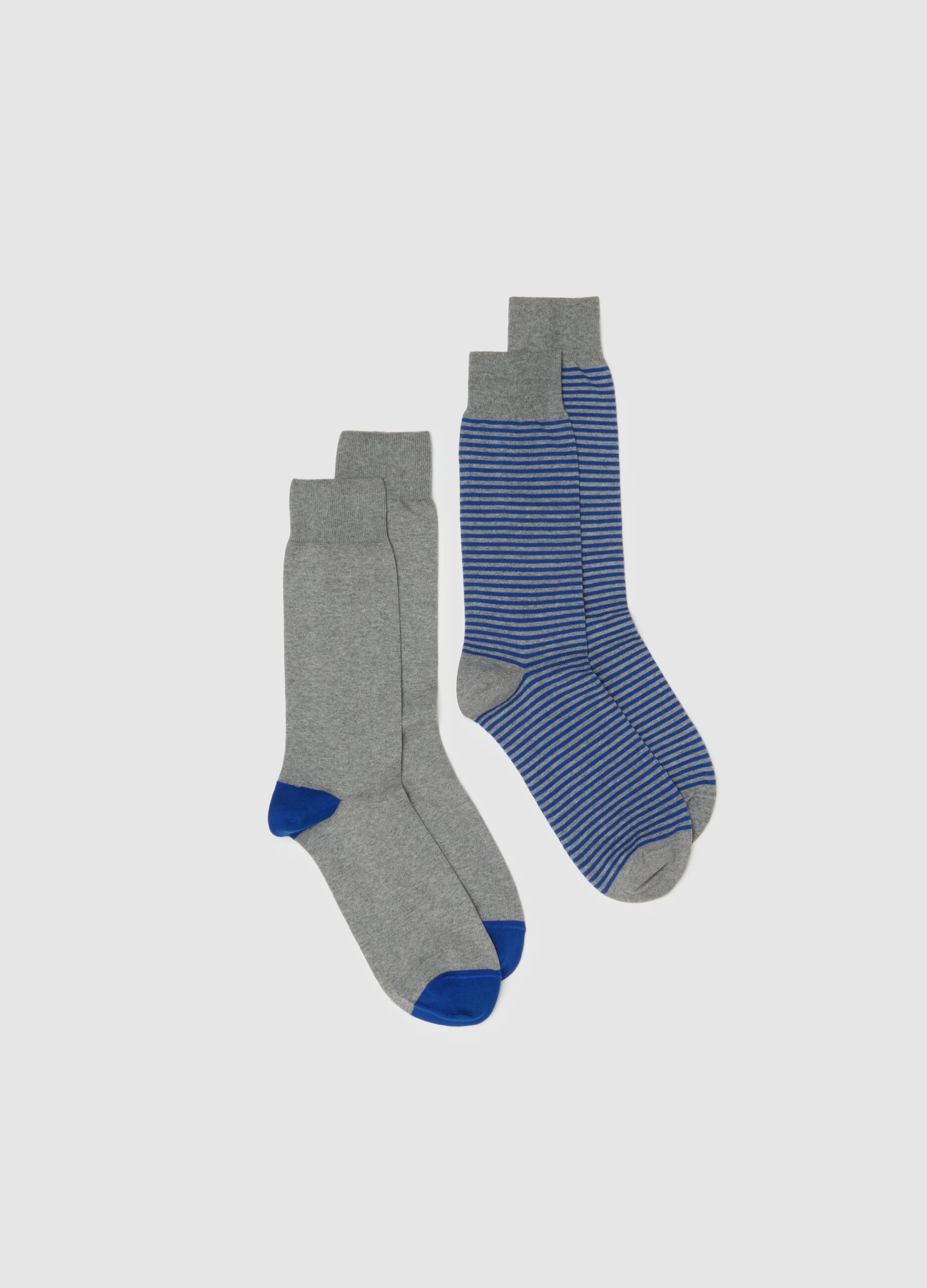 Two-pack of short grey cotton elasticated socks