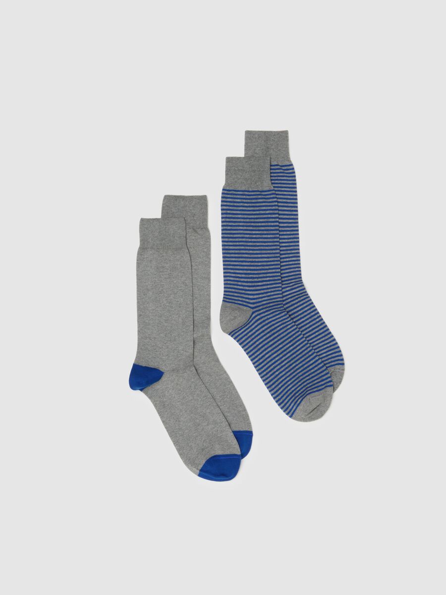 Two-pack of short grey cotton elasticated socks_0