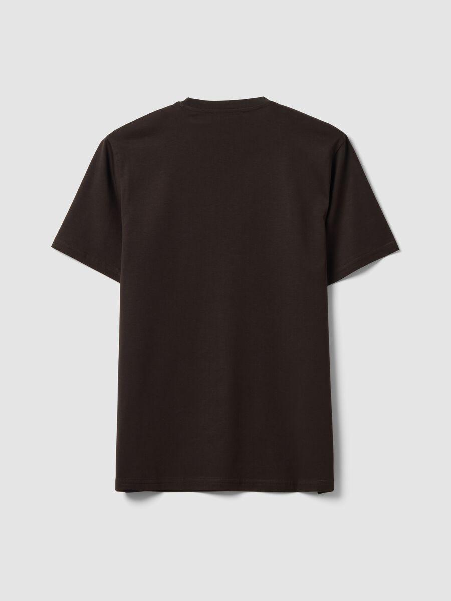 Brown crew-neck T-shirt in pure Supima cotton, regular fit_6