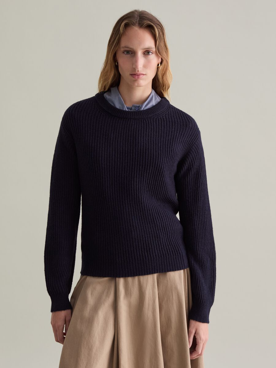 Pullover a coste inglesi con scollo rotondo_0
