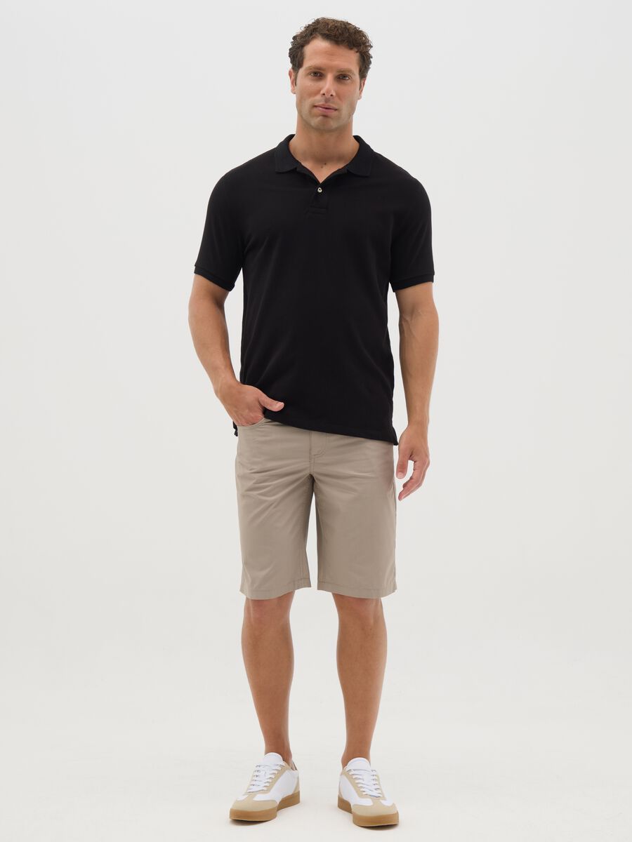 Men's Beige Pure Cotton Bermuda Shorts Regular Fit_0