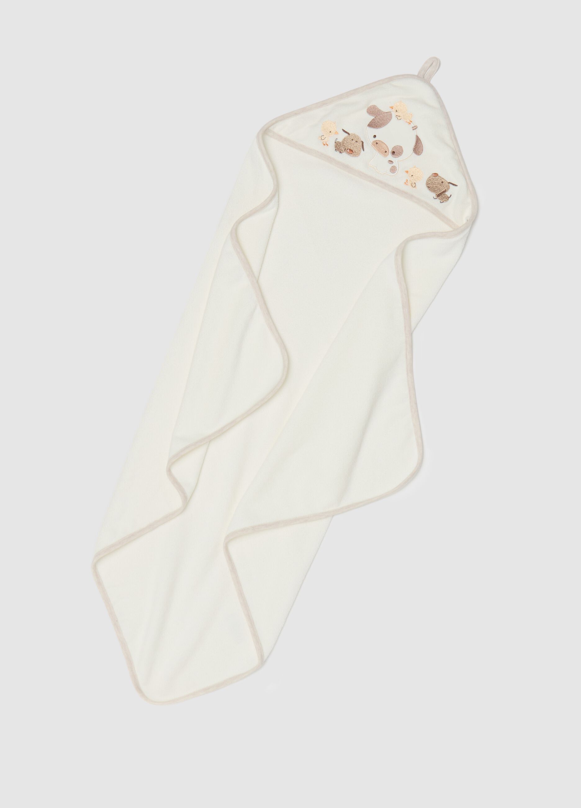 Bathrobe embroidered with farm animals