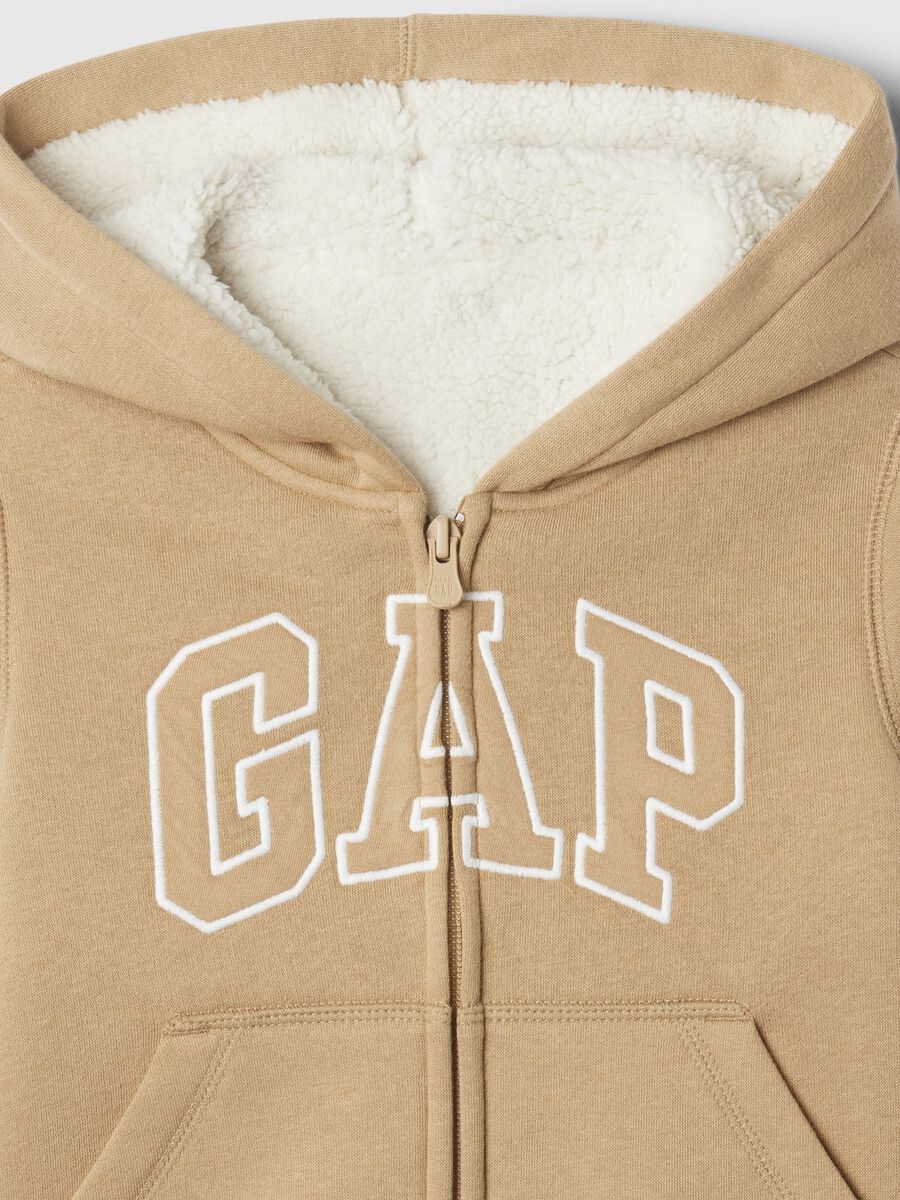 Full-zip sweatshirt and hood with sherpa lining_2
