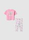 Pink stretch cotton outfit for girl with print_1