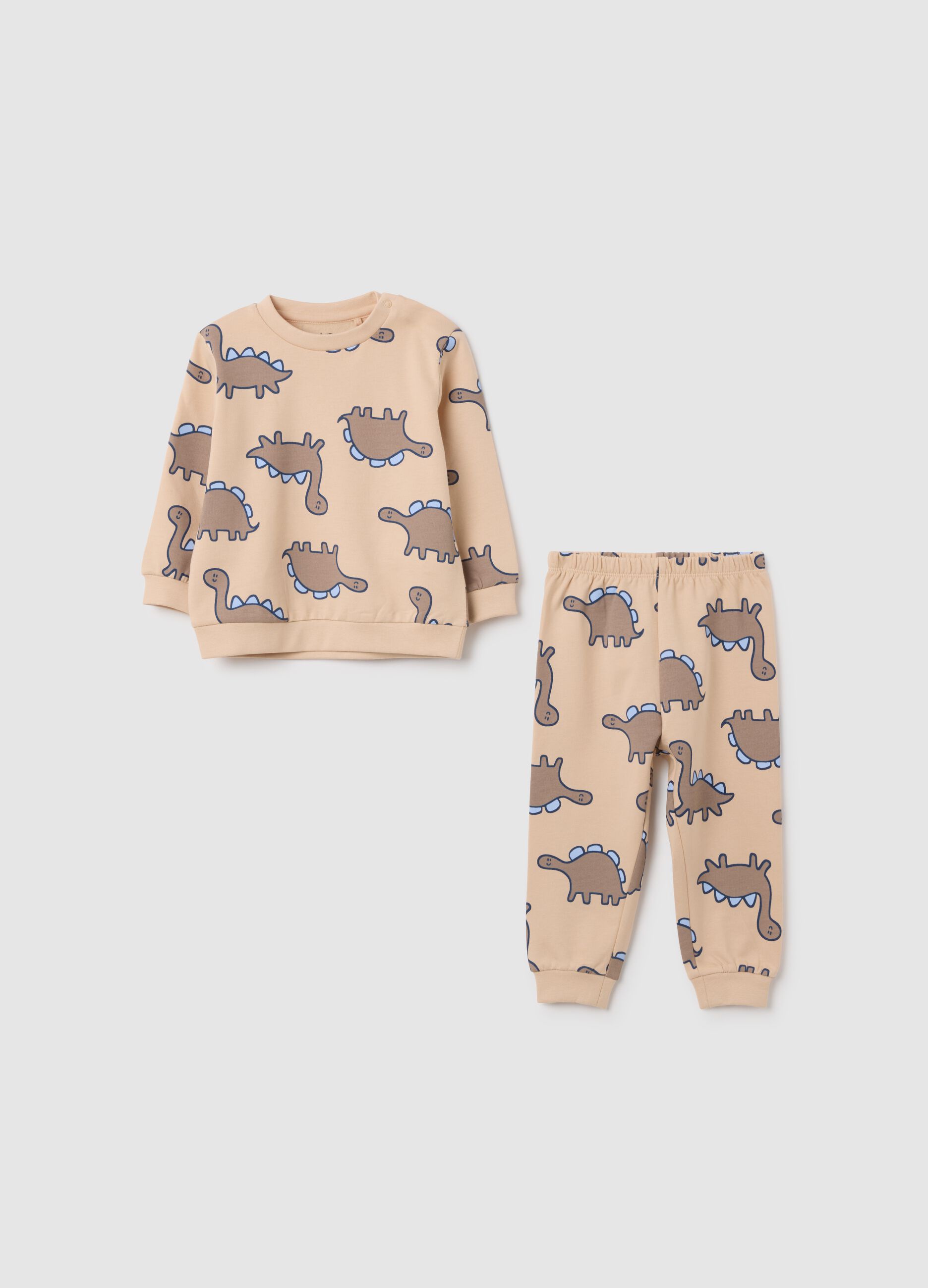 Newborn pyjamas in pure beige cotton regular fit