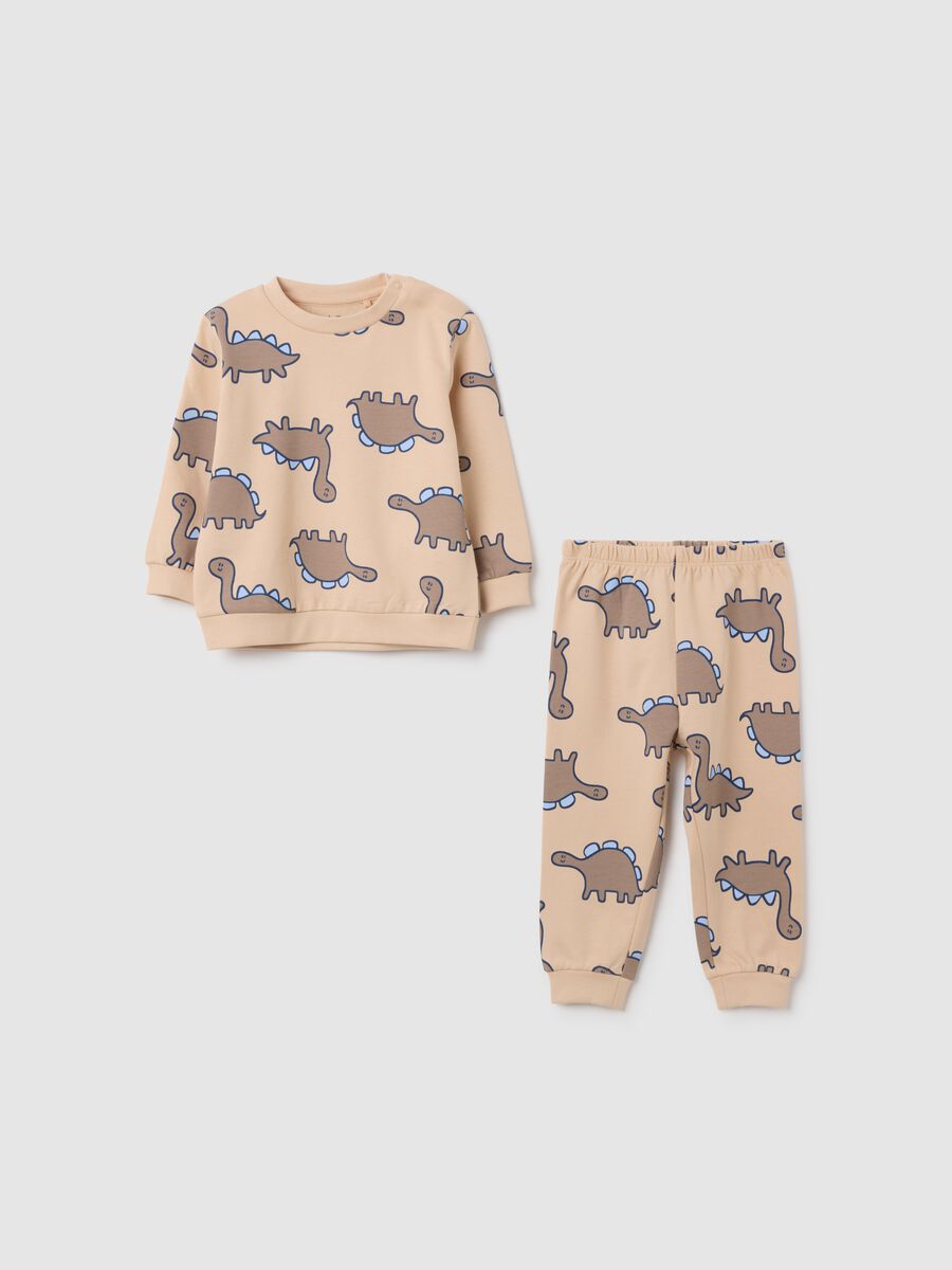 Newborn pyjamas in pure beige cotton regular fit_0