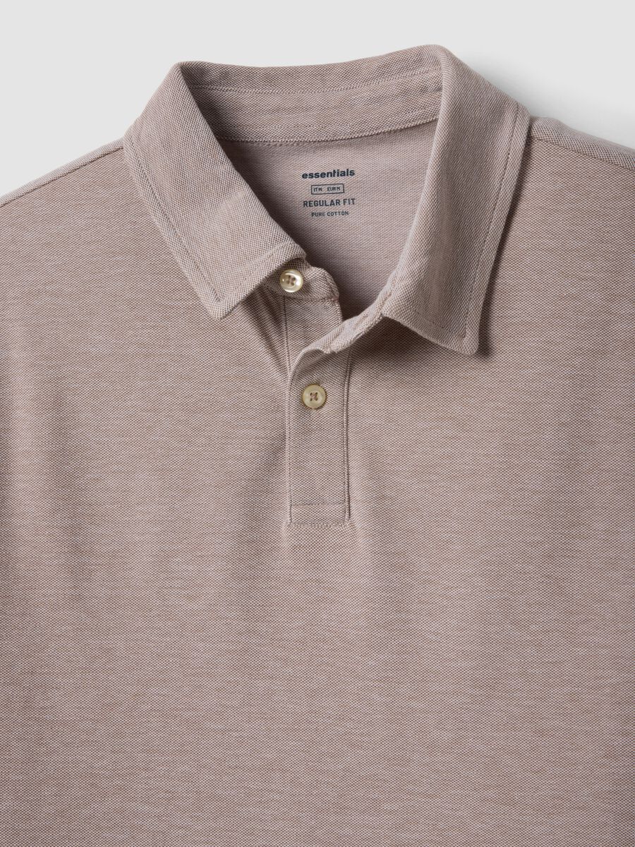 Polo beige in puro cotone a maniche corte_5