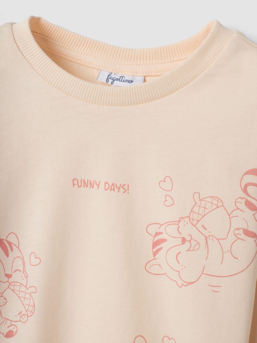T-shirt beige in puro cotone organico con girocollo_2