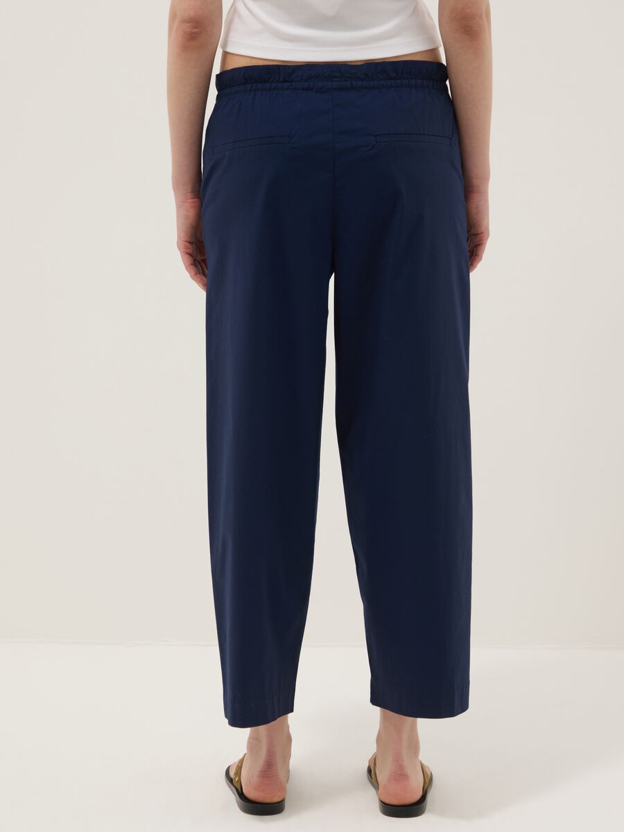 Blue stretch-cotton trousers with elasticated waist_2