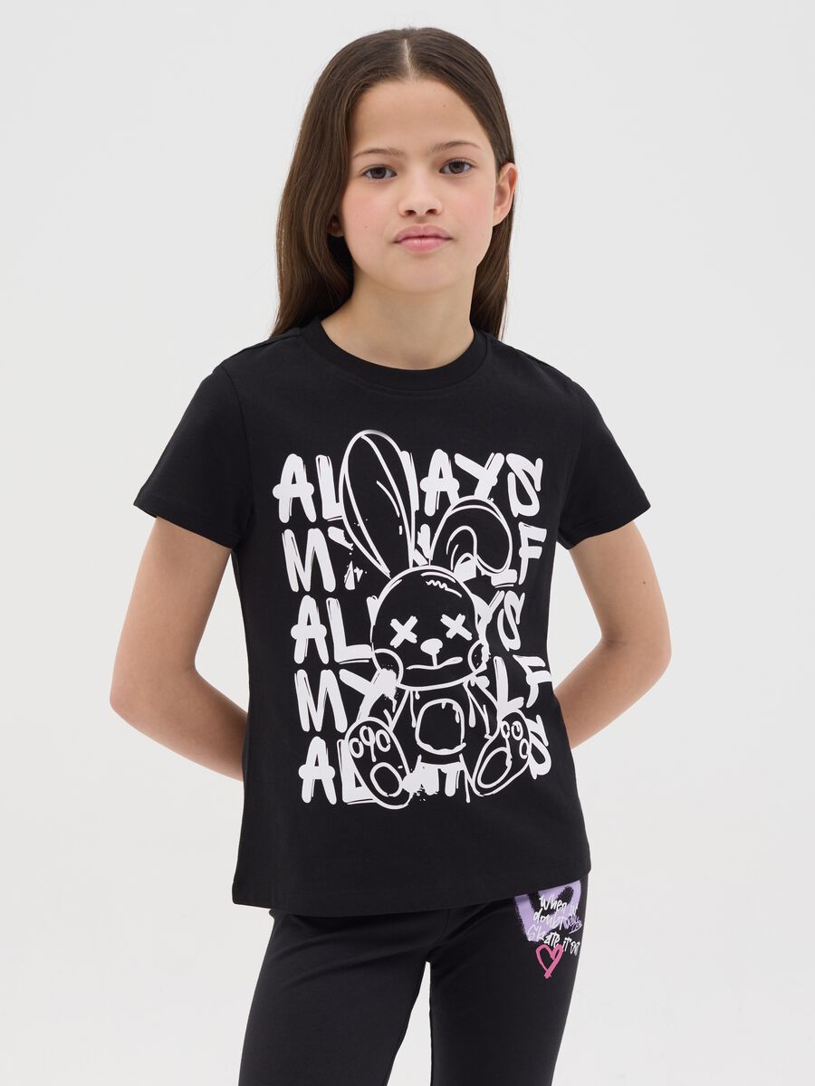 Cotton T-shirt with "Always myself" print_0
