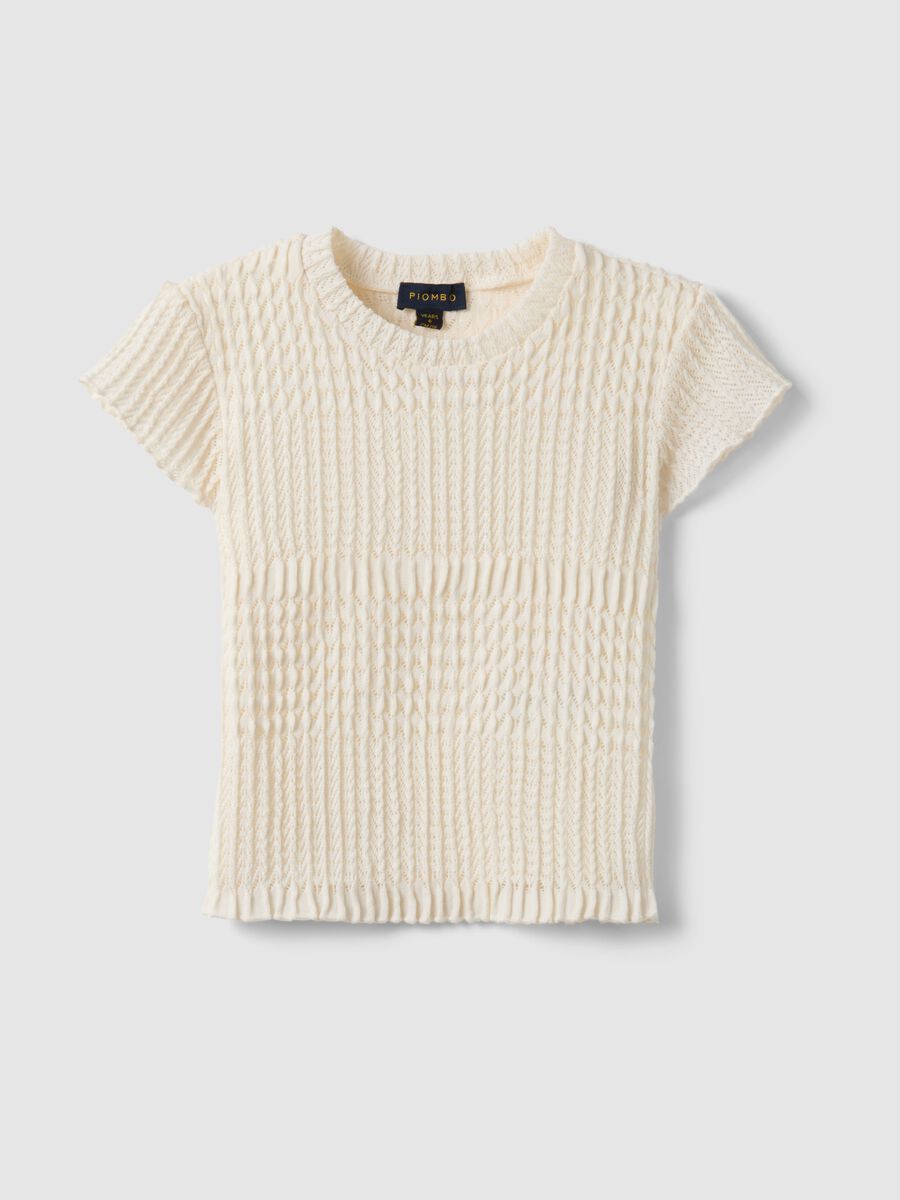 T-shirt in tessuto elasticizzato bianco da bambina regular fit_3