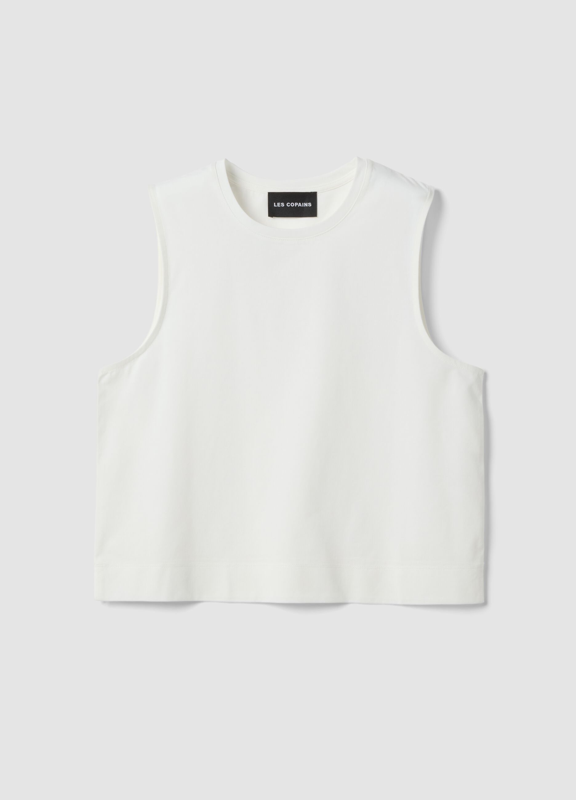 White cotton-blend tank top